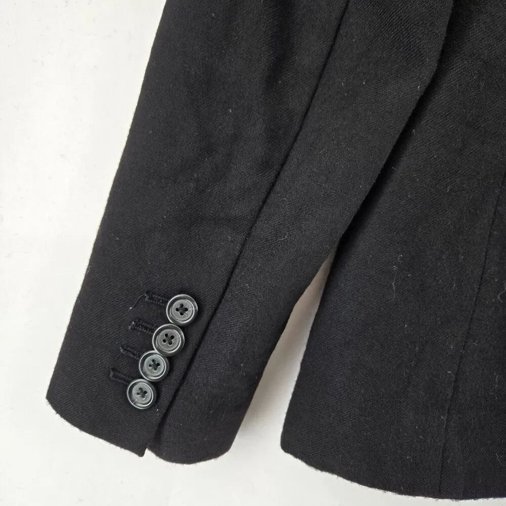J Crew Wool Blazer Womens 2 Regent Black Single‎ Breasted One Button Academia